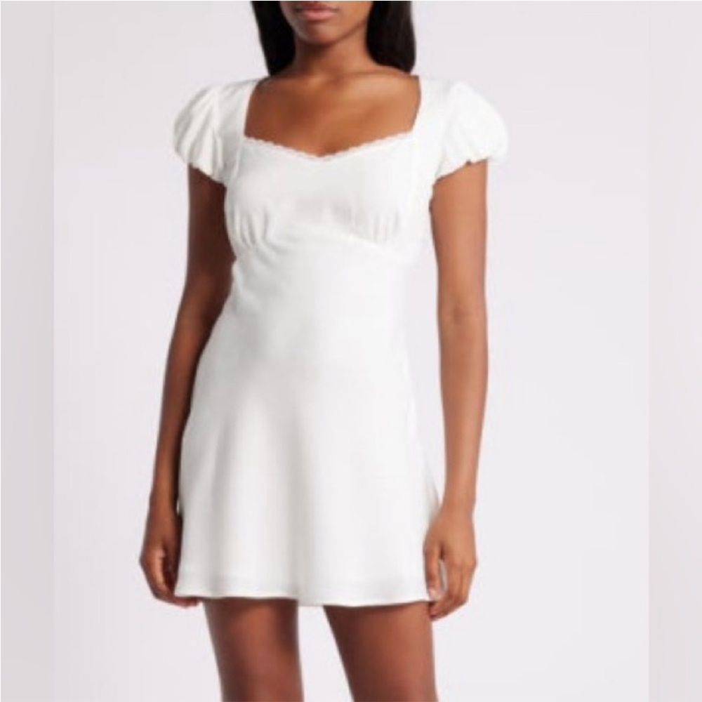 White Puff Sleeve Square Neck Mini Sundress